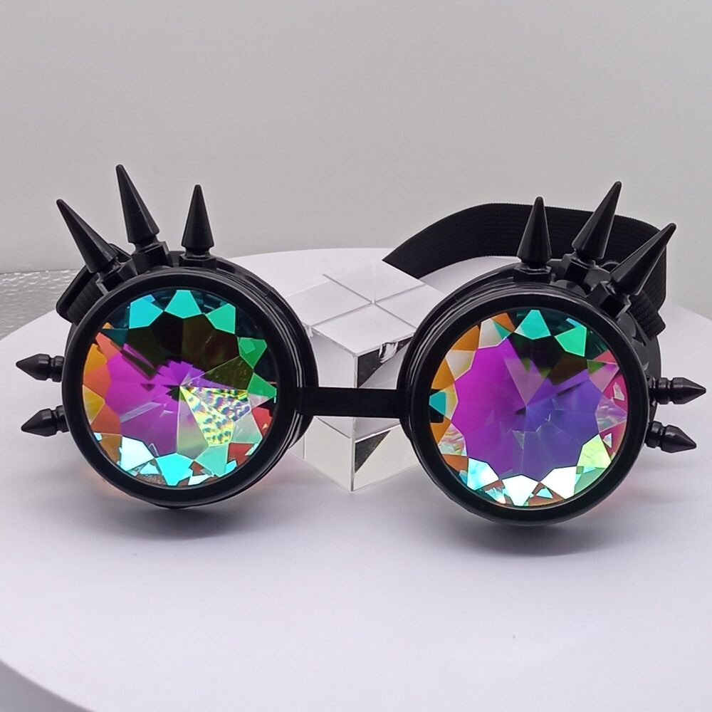 2443 Kaleidoscope Steampunk Goggles Rave Glasses Rainbow Prism Diffraction